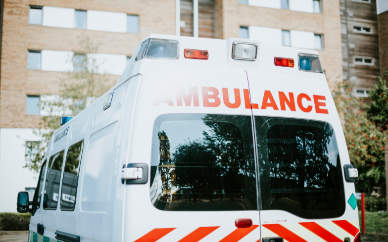british ambulance parked parking lot
